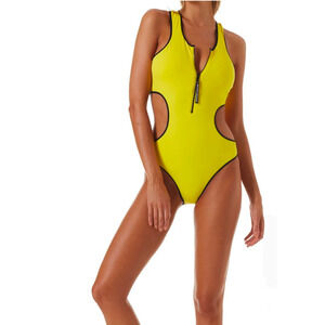 NWT Melissa Odabash Sports Luxe Florida Yellow One Piece Swimsuit